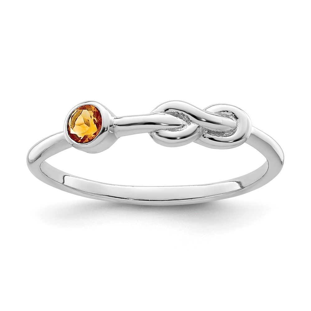925 Sterling Silver Polished Infinity Citrine (November Birthstone) Ring Size 7